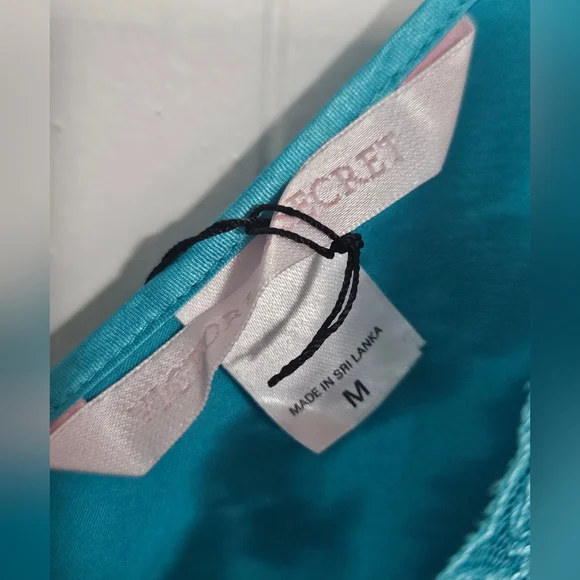 Nwt Victoria's Secret Teal Satin Chemise - Picture 2 of 5